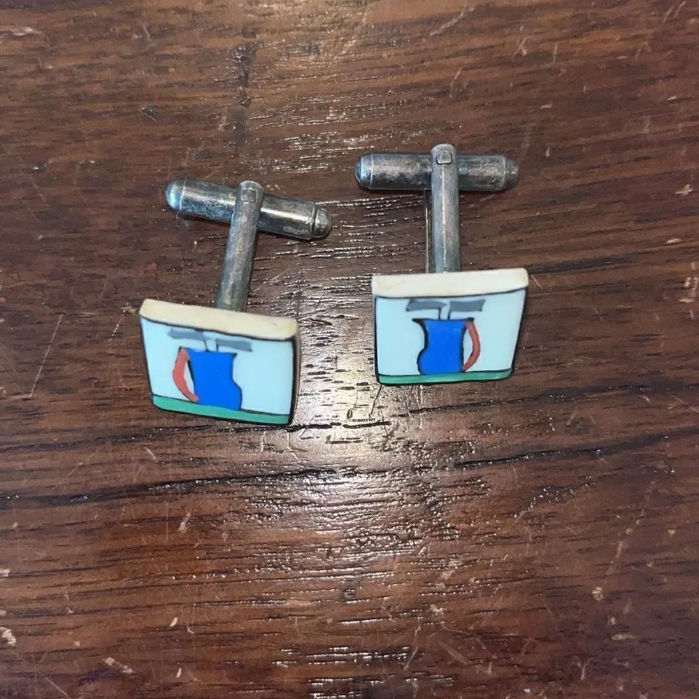 Hand painted Square Cufflinks Golf bag And clubs Design Cuff Links